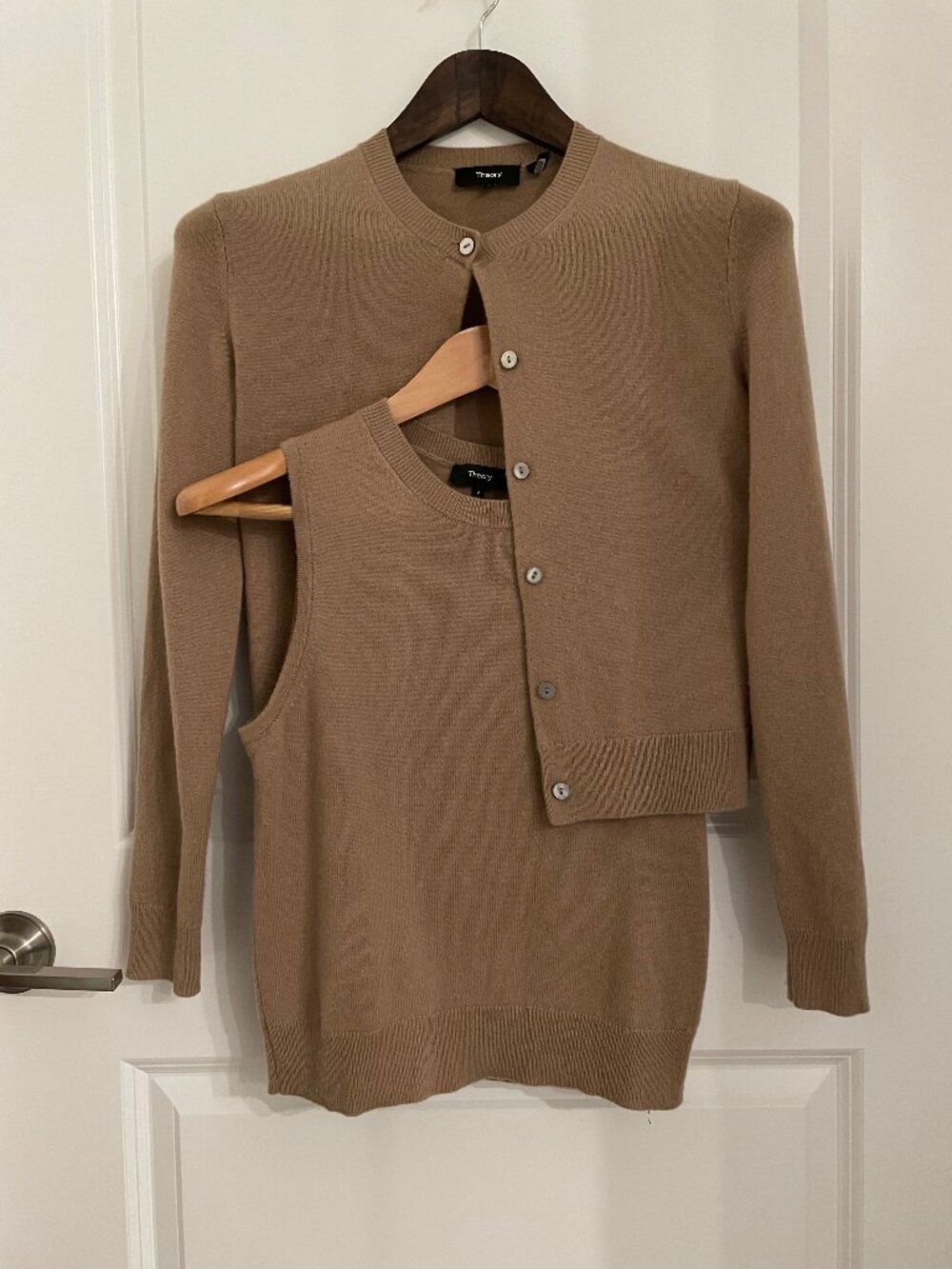 Theory Cashmere Crewneck Cardigan & Shell Top Set